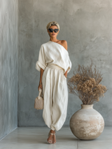 CHLOE™ - CONJUNTO DE LINO OFF-WHITE