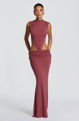 FENELLA MAXI DRESS - ROSE BROWN