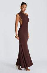 FIORA MAXI DRESS - PLUM BROWN