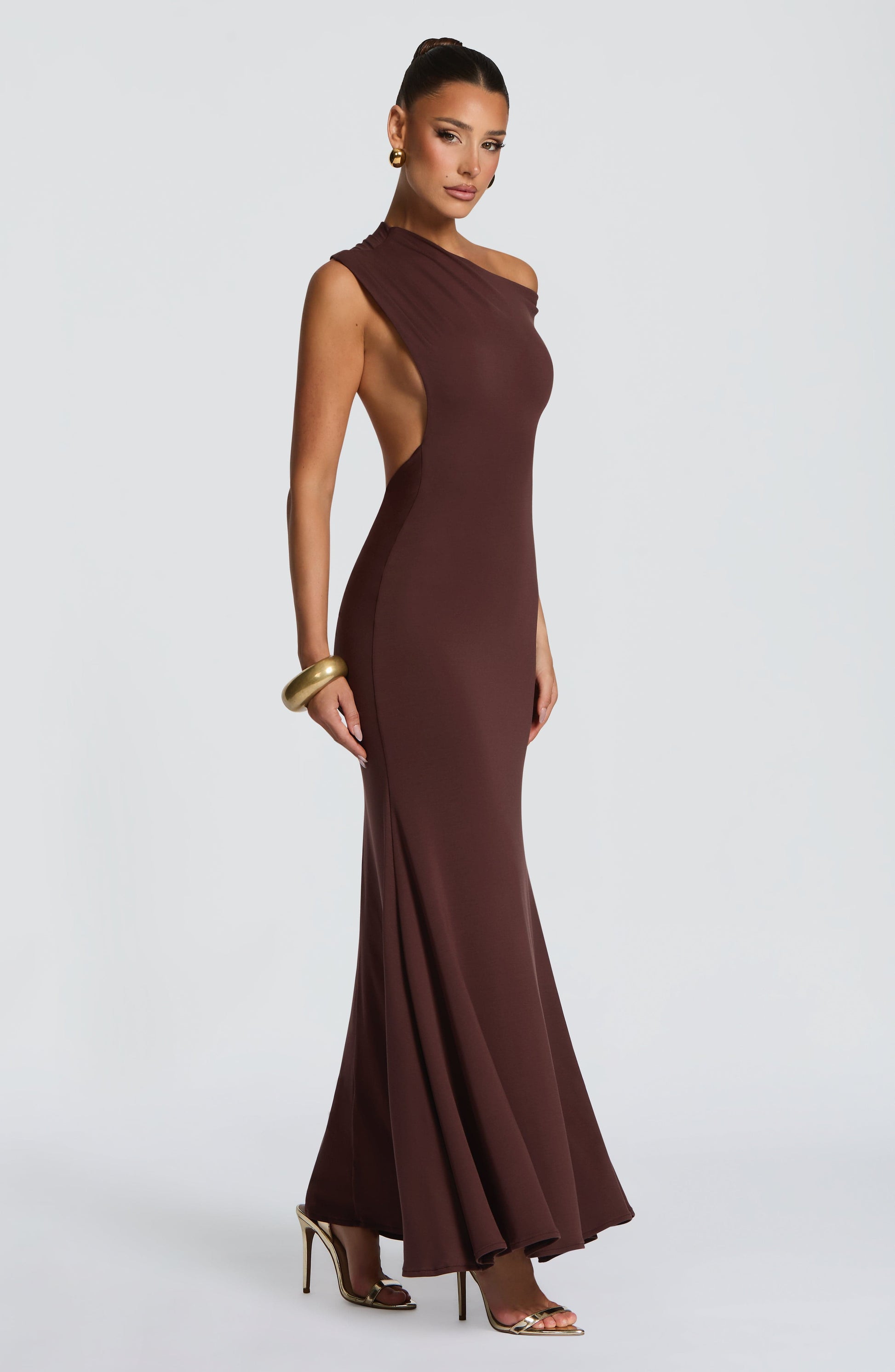 FIORA MAXI DRESS - PLUM BROWN