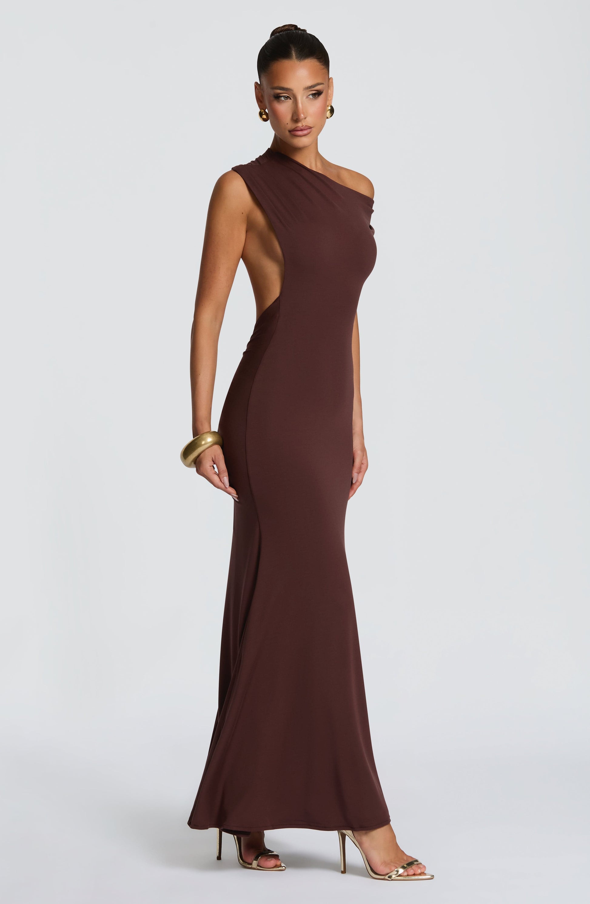 FIORA MAXI DRESS - PLUM BROWN