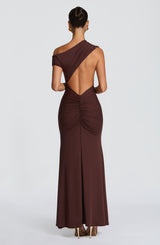 FIORA MAXI DRESS - PLUM BROWN