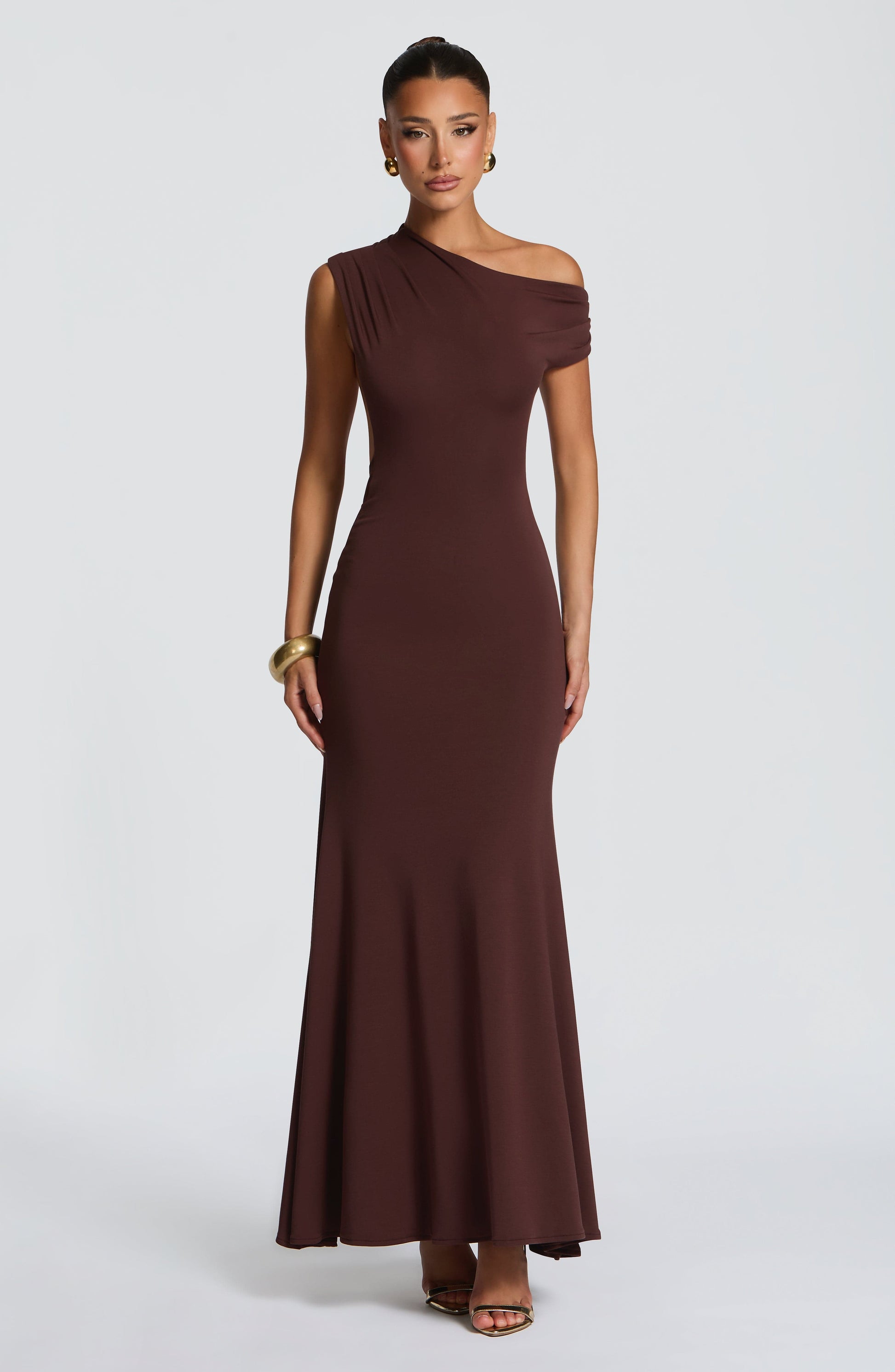 FIORA MAXI DRESS - PLUM BROWN
