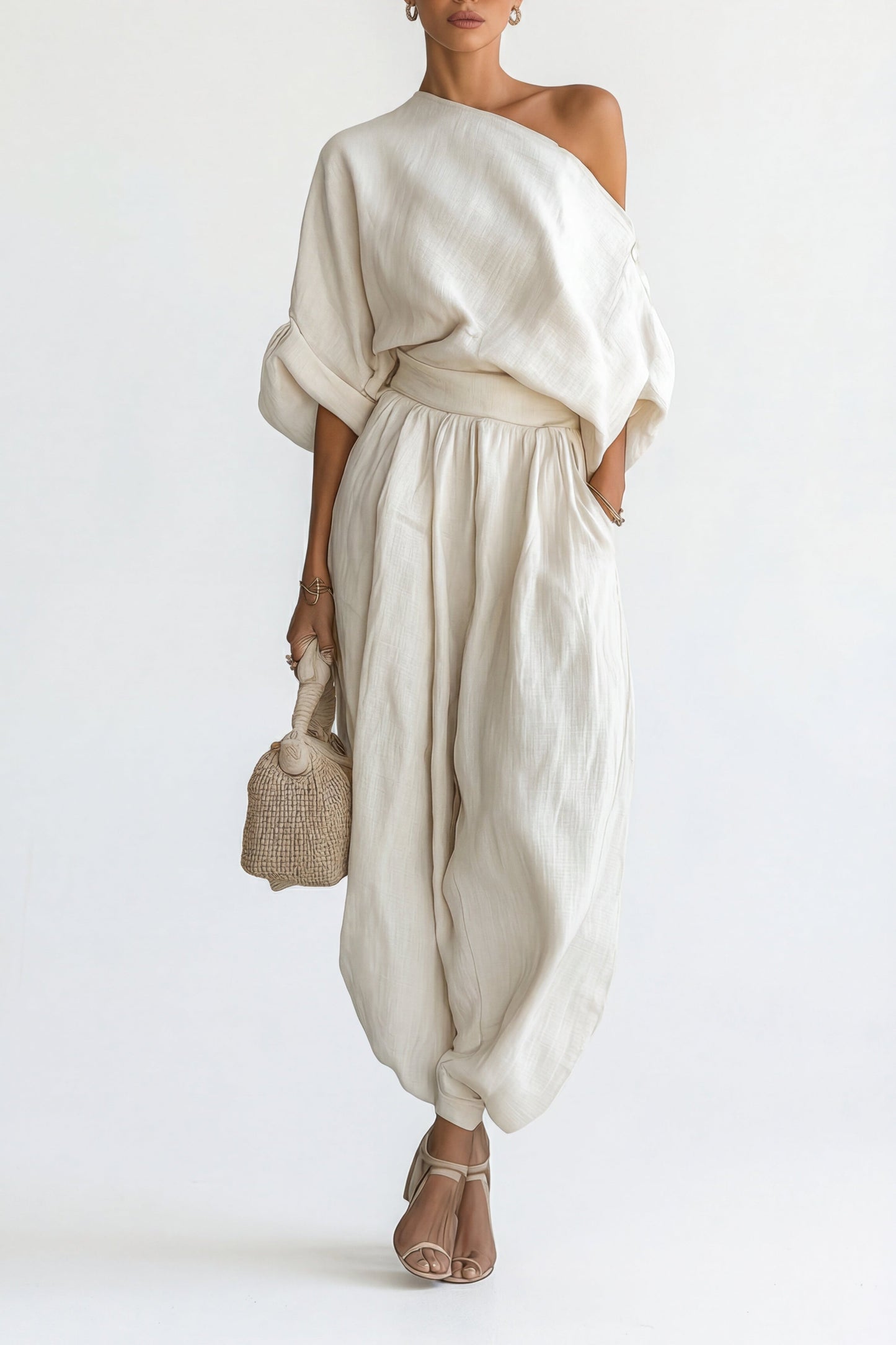 CHLOE™ - CONJUNTO DE LINO OFF-WHITE