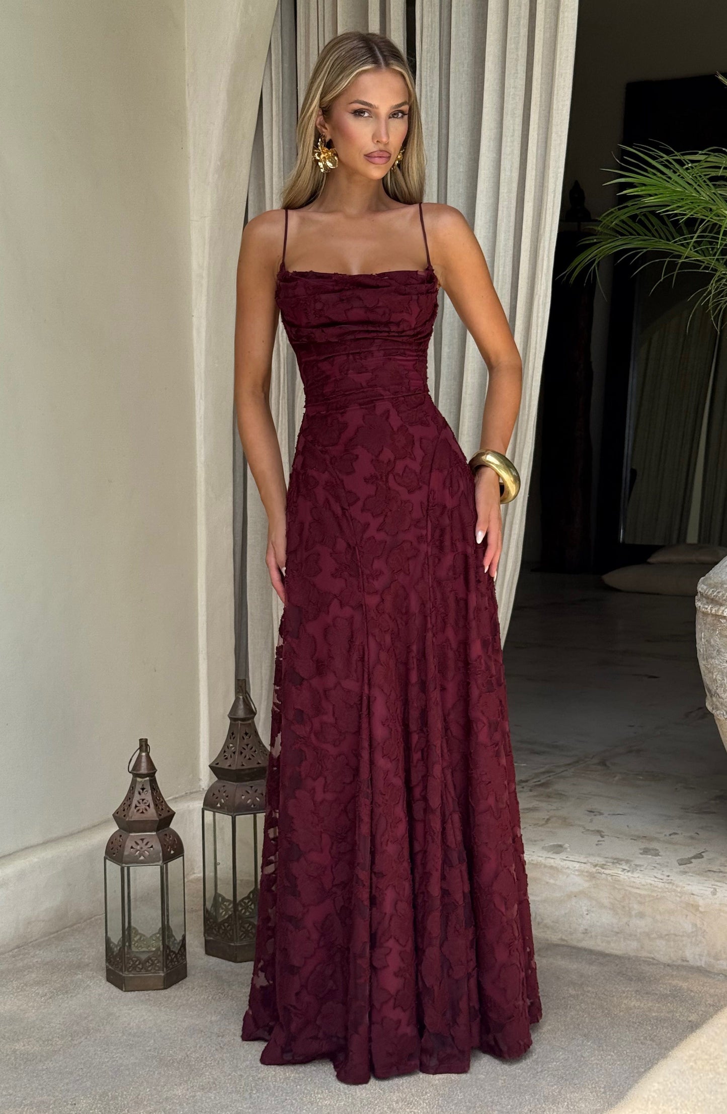 FRANCIS MAXI DRESS - CHERRY LACQUER