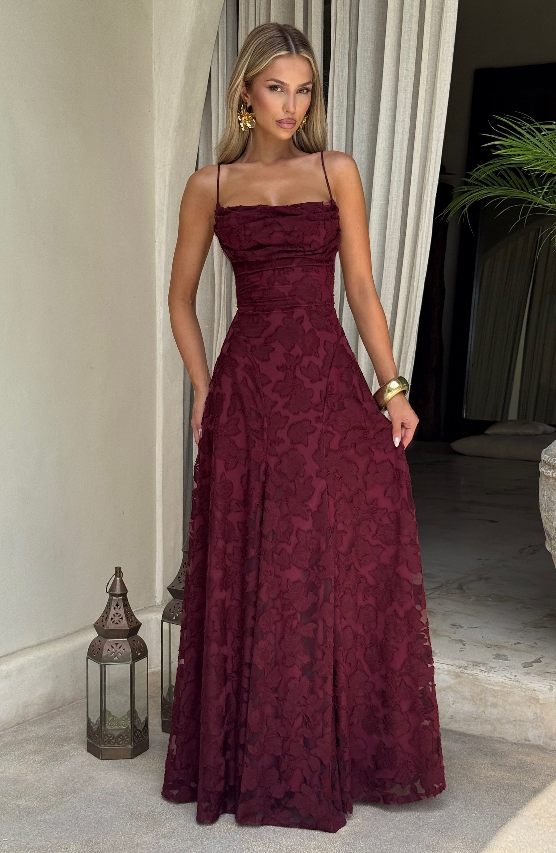 FRANCIS MAXI DRESS - CHERRY LACQUER
