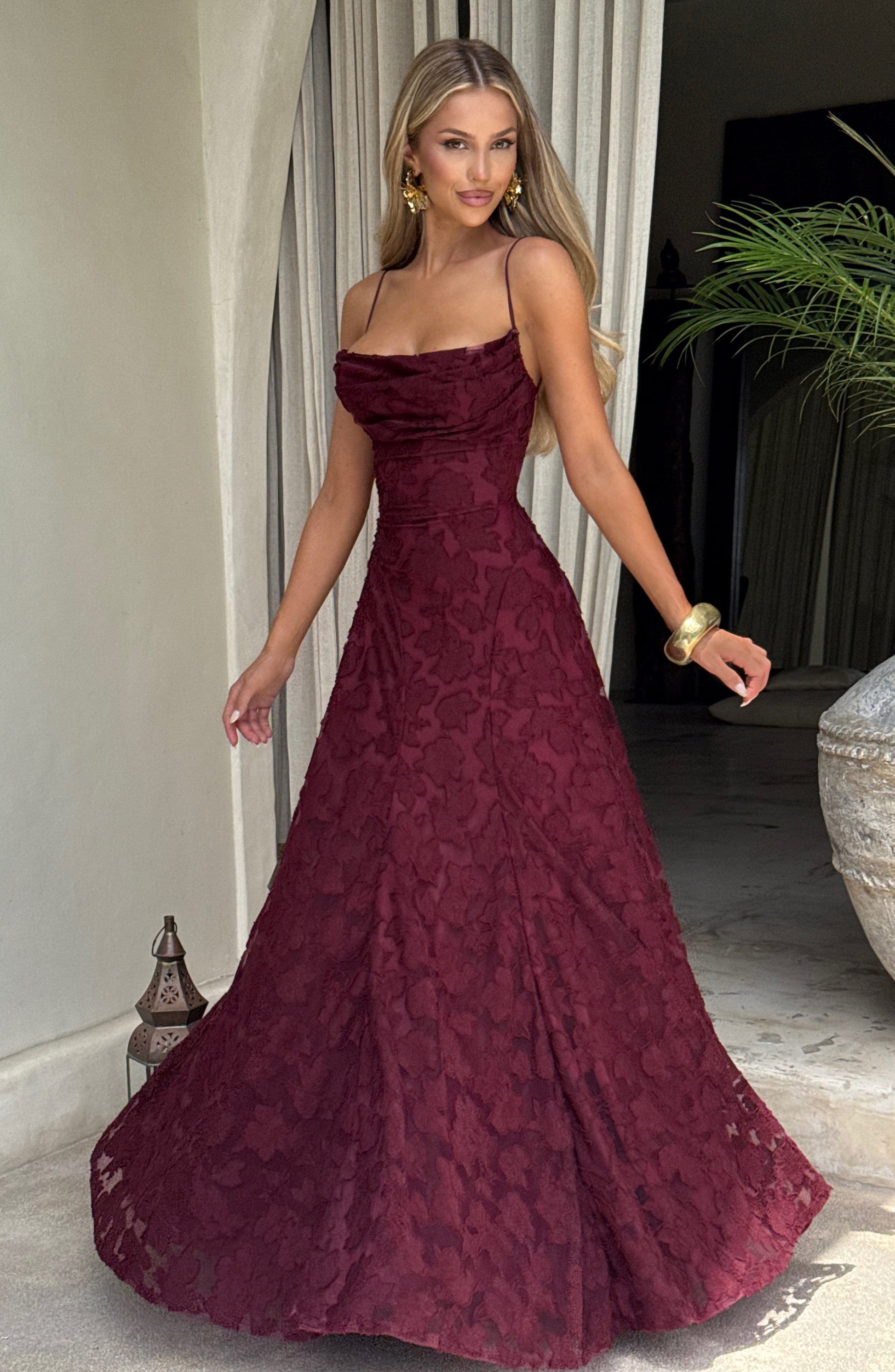 FRANCIS MAXI DRESS - CHERRY LACQUER