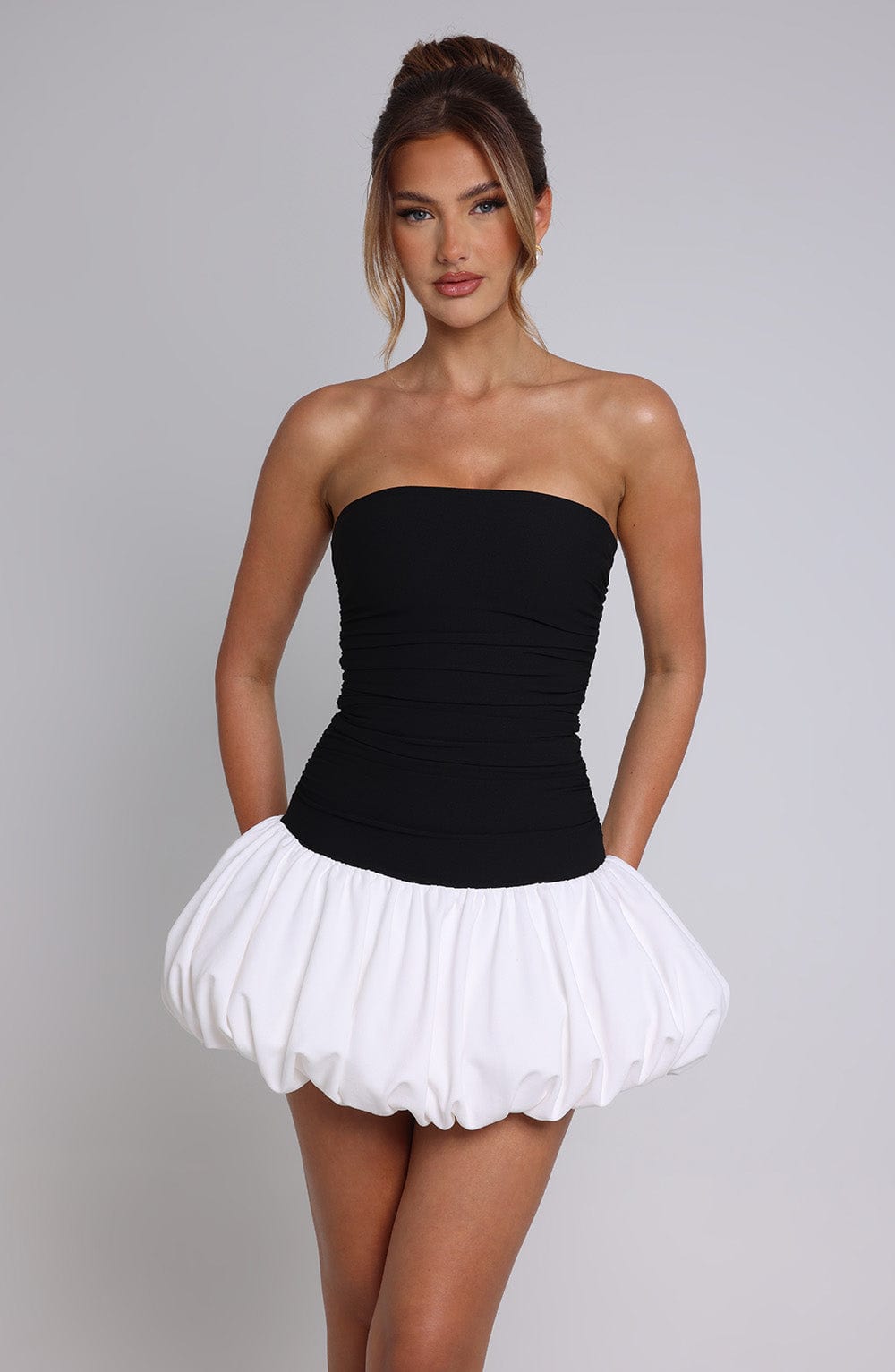 GEMMA MINI DRESS - BLACK/WHITE
