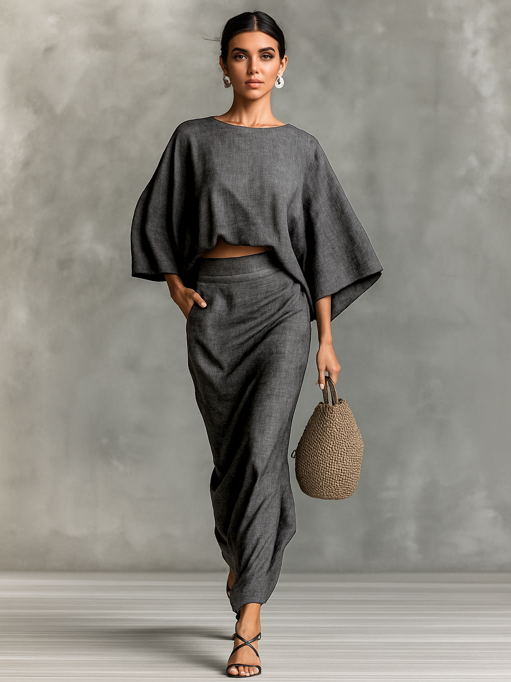 MADISON™ - CONJUNTO DE LINO ELEGANTE CON FALDA LARGA