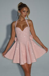GEORGETTE MINI DRESS - BLUSH
