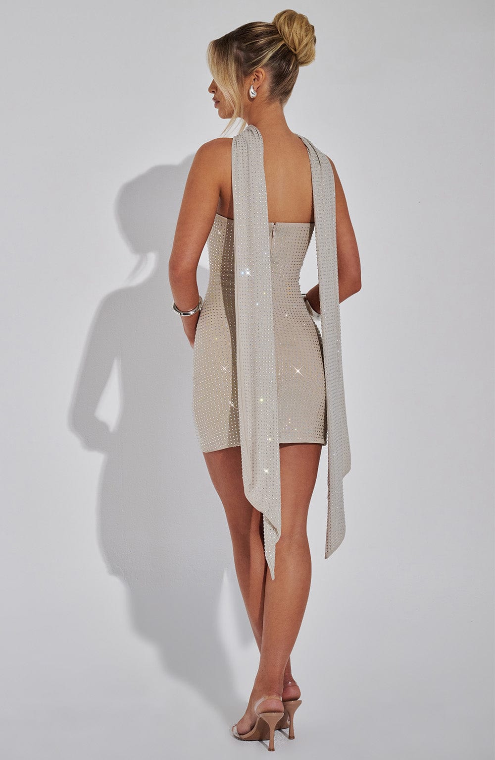 GINNI MINI DRESS - SILVER/NUDE
