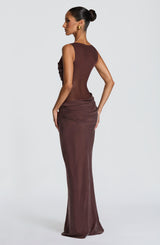 GRACELYN MAXI DRESS - PLUM BROWN