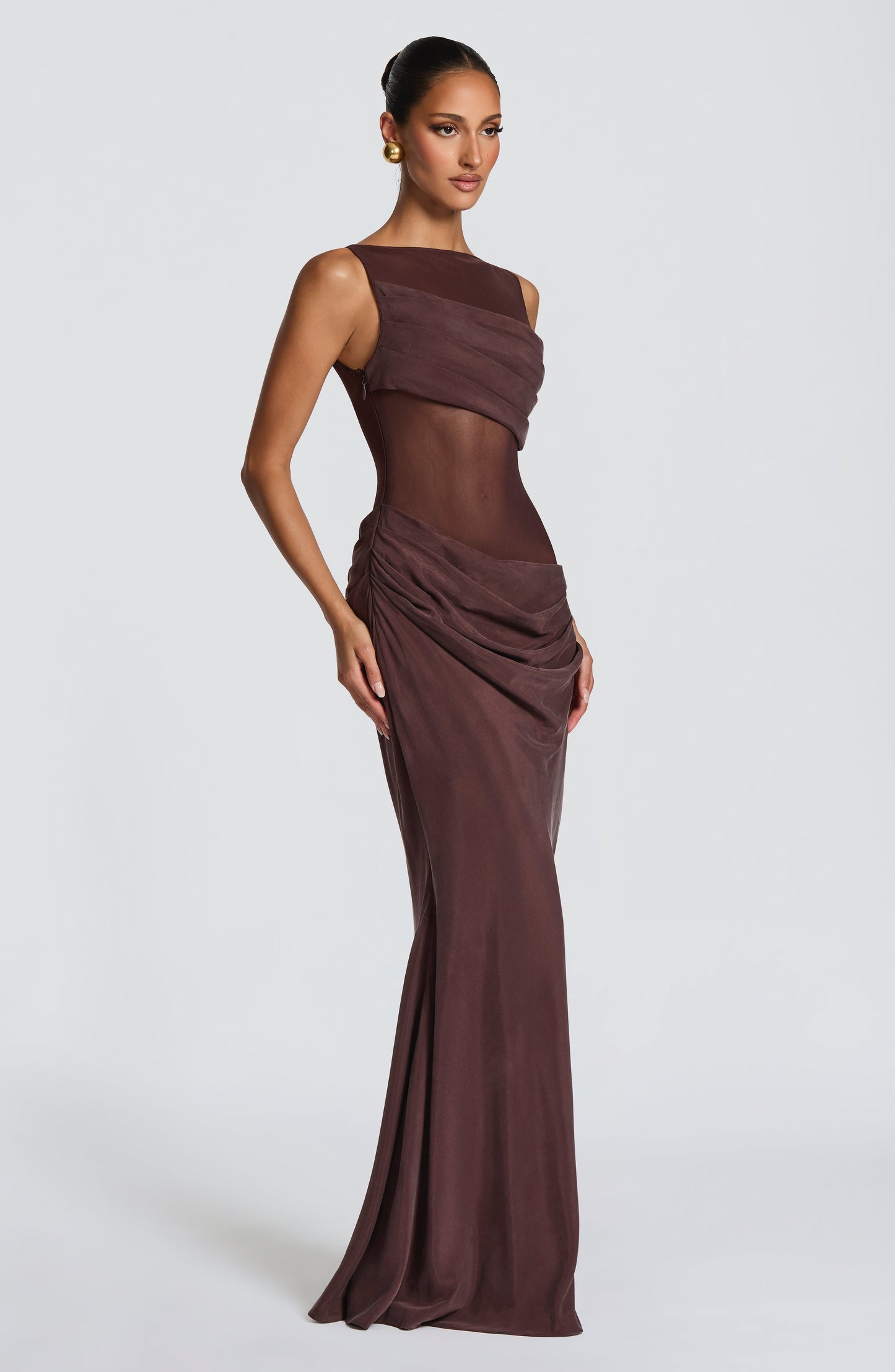 GRACELYN MAXI DRESS - PLUM BROWN