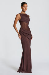 GRACELYN MAXI DRESS - PLUM BROWN