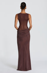 GRACELYN MAXI DRESS - PLUM BROWN