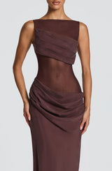 GRACELYN MAXI DRESS - PLUM BROWN