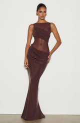 GRACELYN MAXI DRESS - PLUM BROWN