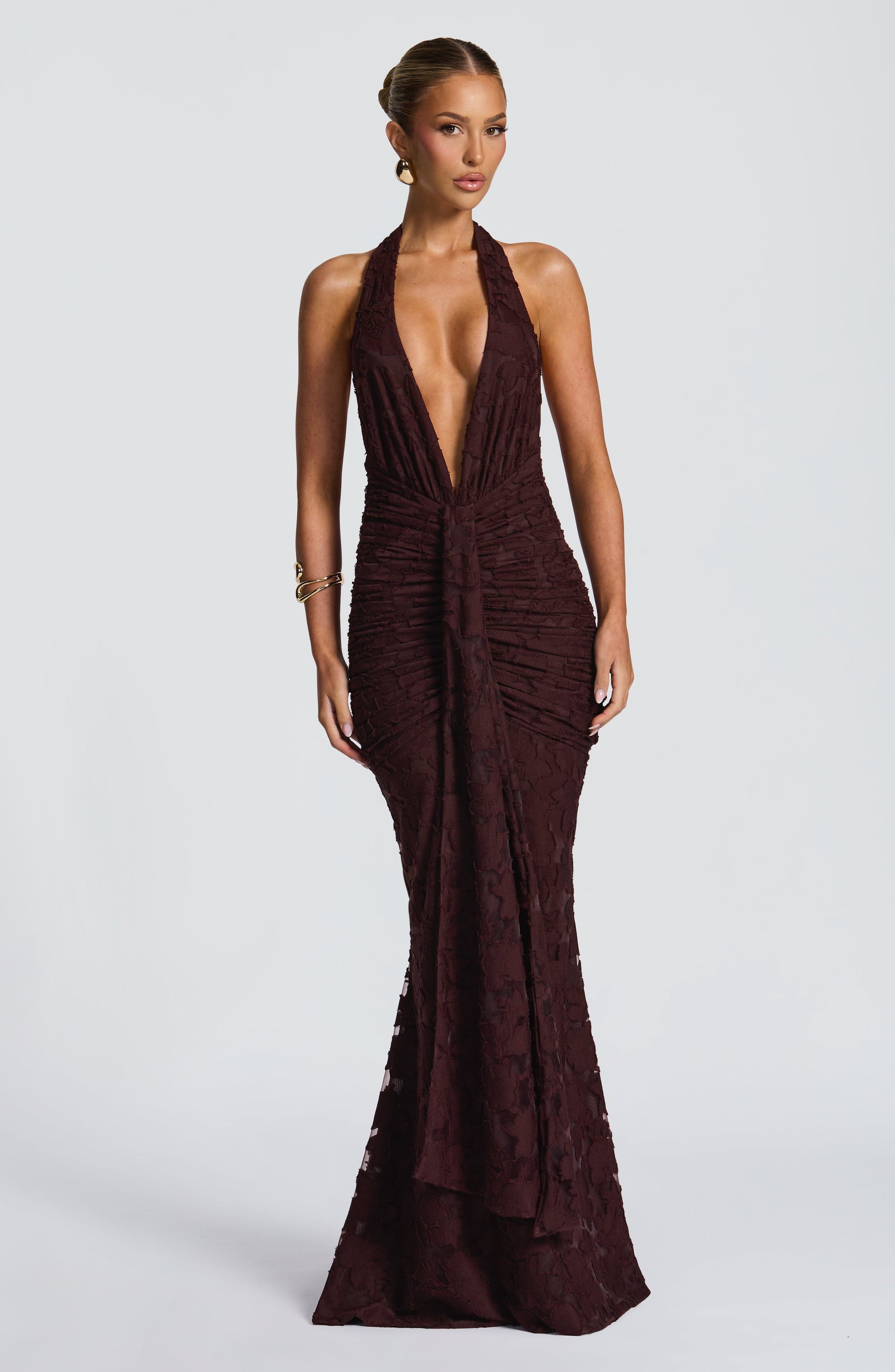 GUINEVERE MAXI DRESS - PLUM BROWN