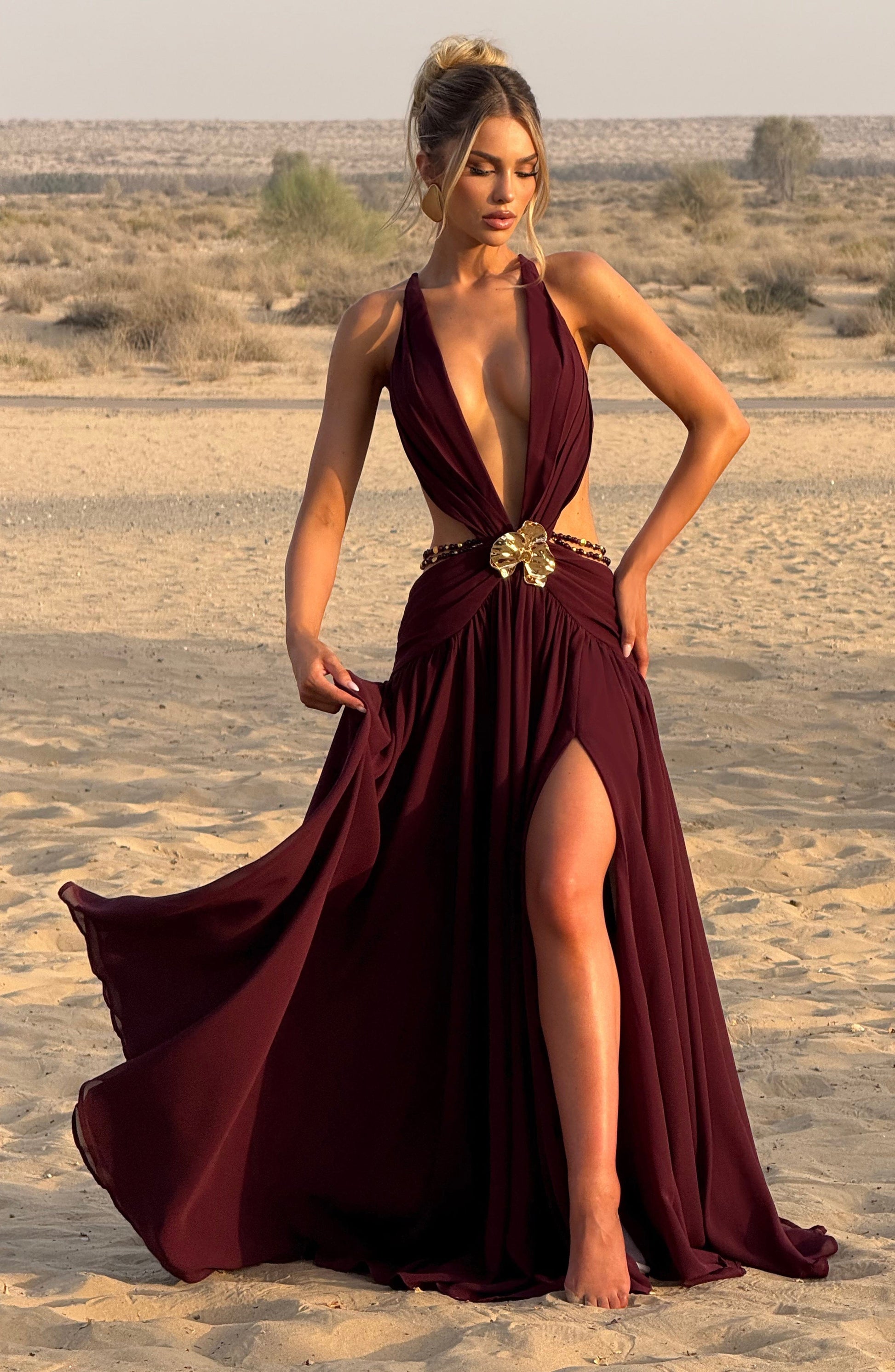 INDIANNA MAXI DRESS - CHERRY LACQUER