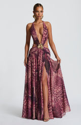 INDIANNA MAXI DRESS - MAGENTA ORCHID PRINT
