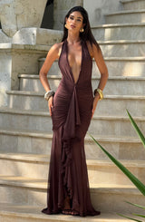 JANESSA MAXI DRESS - PLUM BROWN