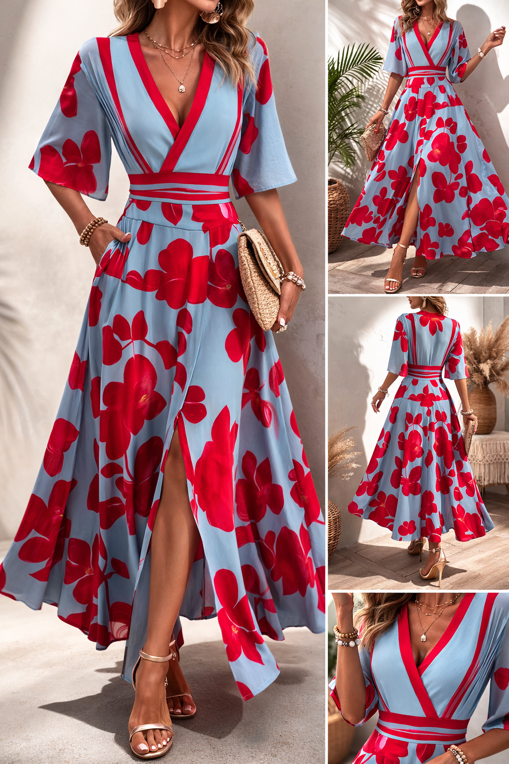 NOELIA™ - VESTIDO DE PRIMAVERA FLORAL CON ESCOTE EN V