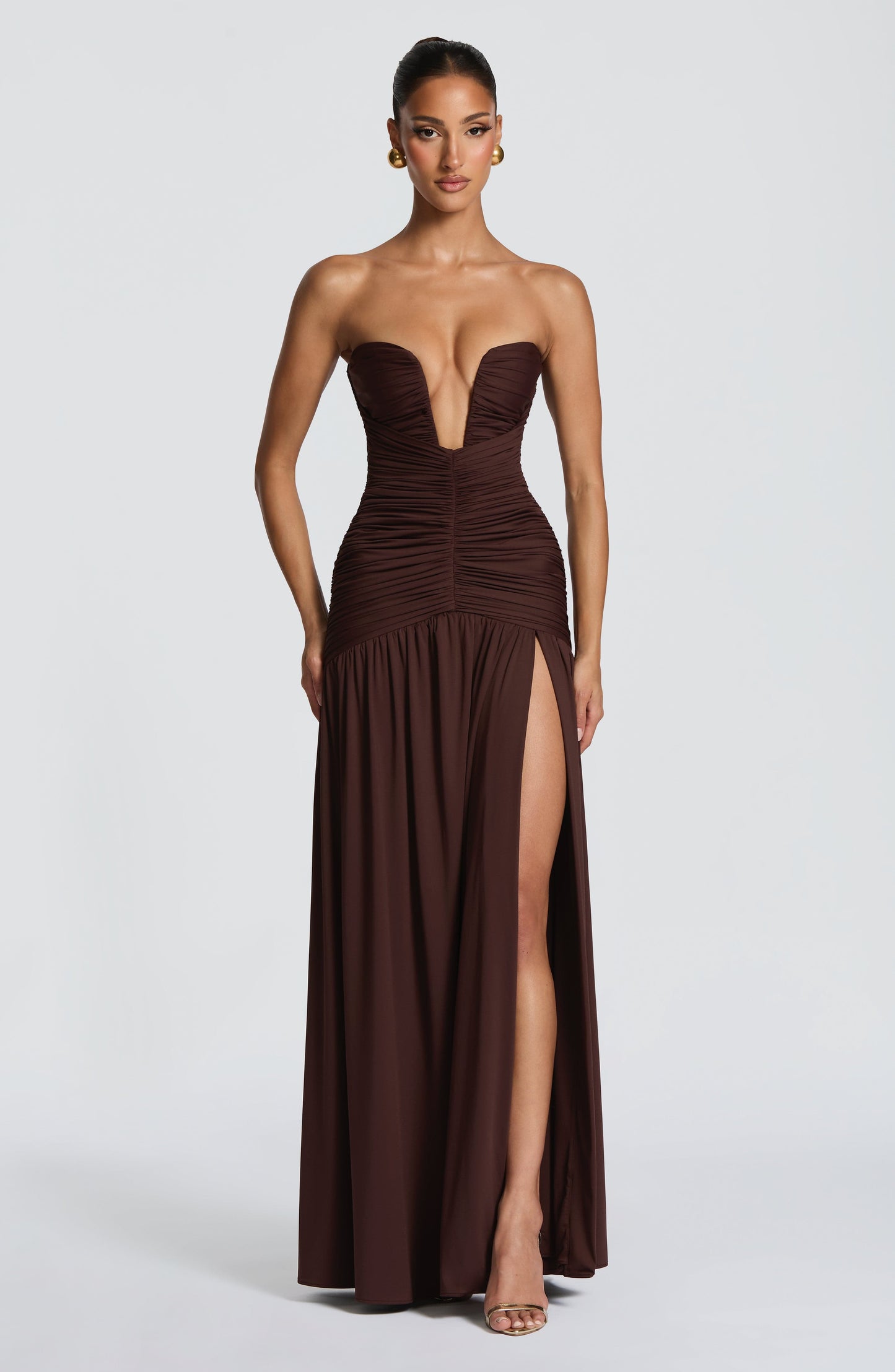JUNIA MAXI DRESS - PLUM BROWN