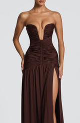 JUNIA MAXI DRESS - PLUM BROWN