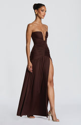 JUNIA MAXI DRESS - PLUM BROWN
