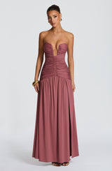 JUNIA MAXI DRESS - ROSE BROWN