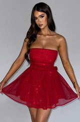 KATRINA MINI DRESS - RED SPARKLE
