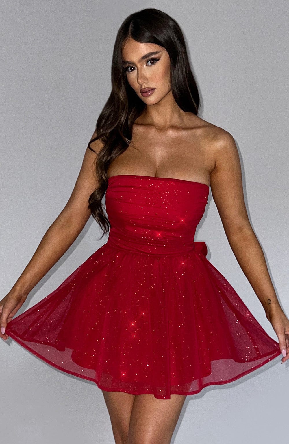 KATRINA MINI DRESS - RED SPARKLE