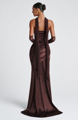 KENSINGTON MAXI DRESS - PLUM BROWN