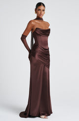 KENSINGTON MAXI DRESS - PLUM BROWN