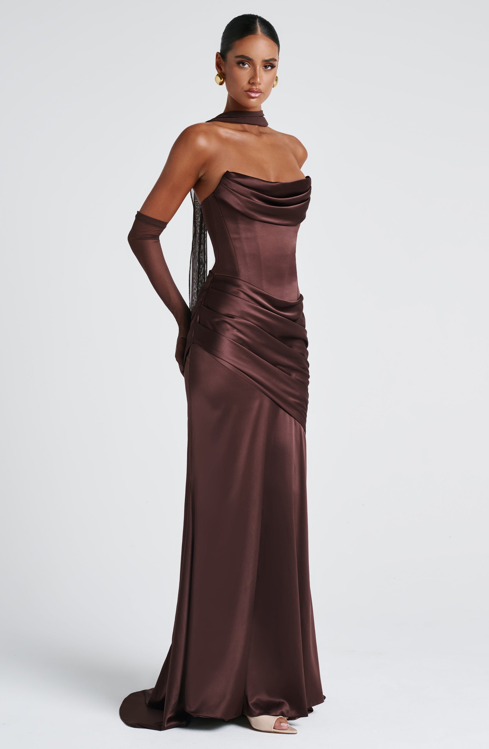 KENSINGTON MAXI DRESS - PLUM BROWN
