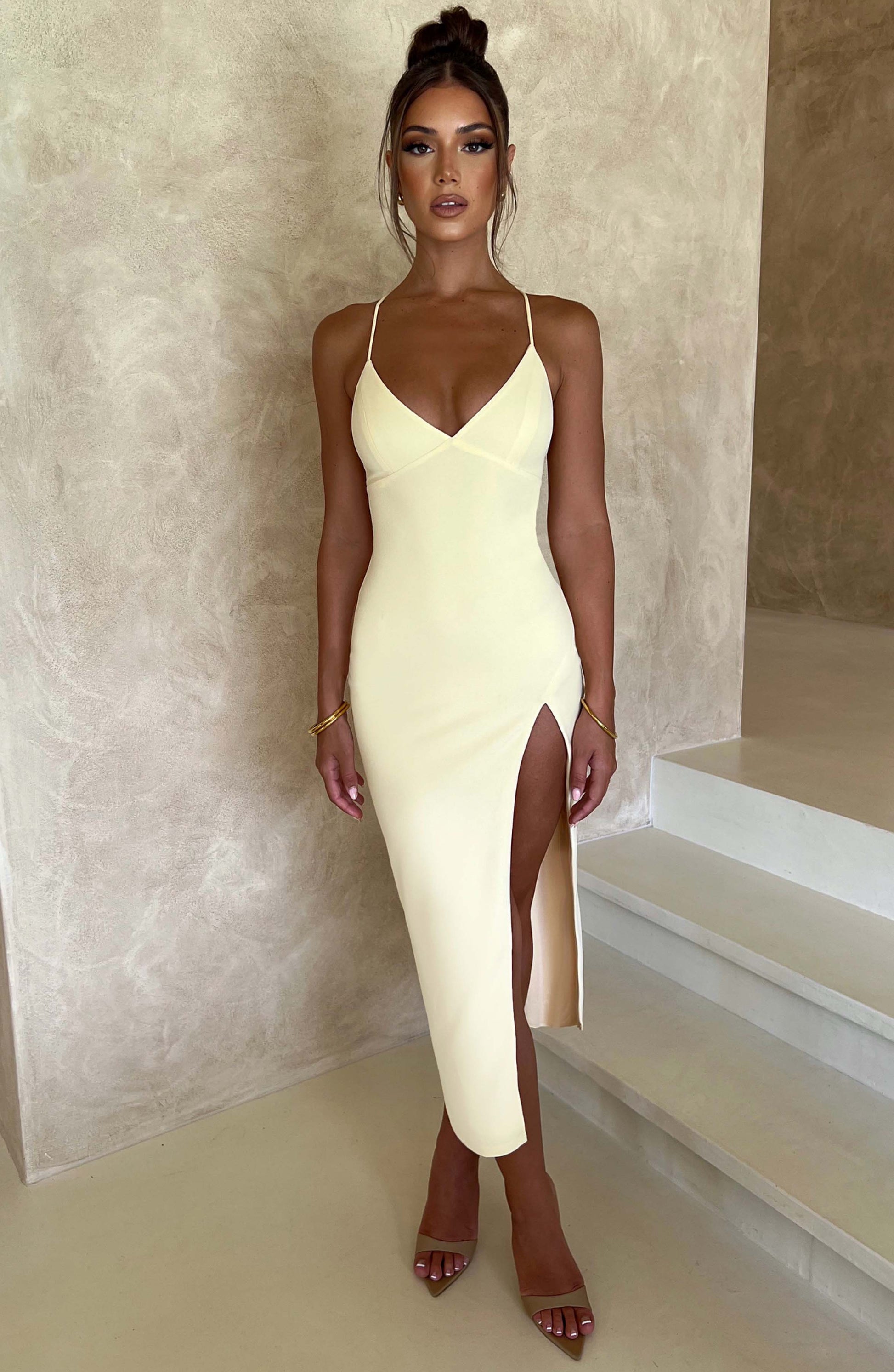 KIANA MIDI DRESS - LEMON