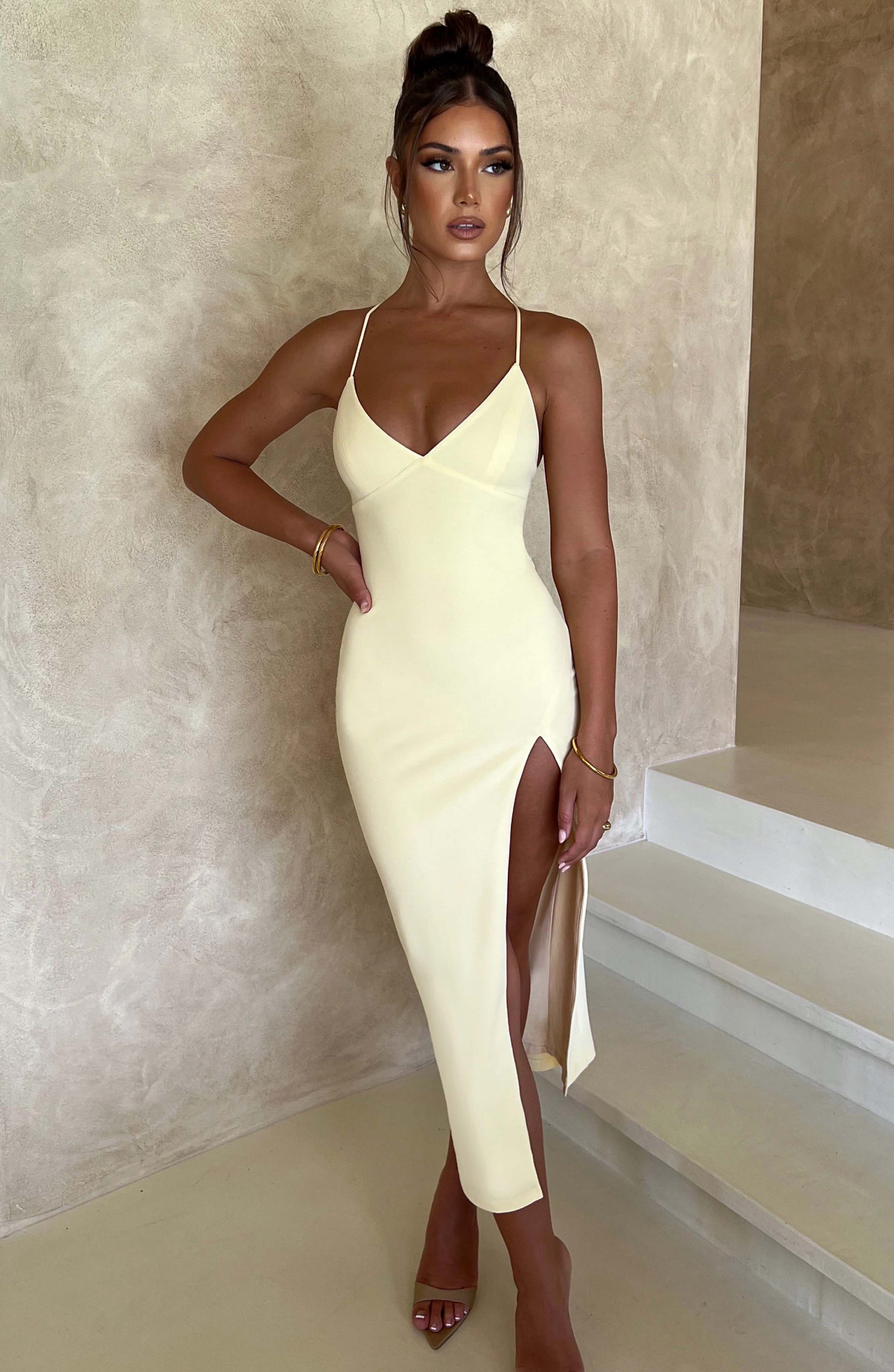 KIANA MIDI DRESS - LEMON