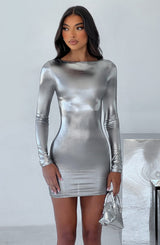 KYRANNI MINI DRESS - GUNMETAL