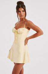 LACEY MINI DRESS - LEMON