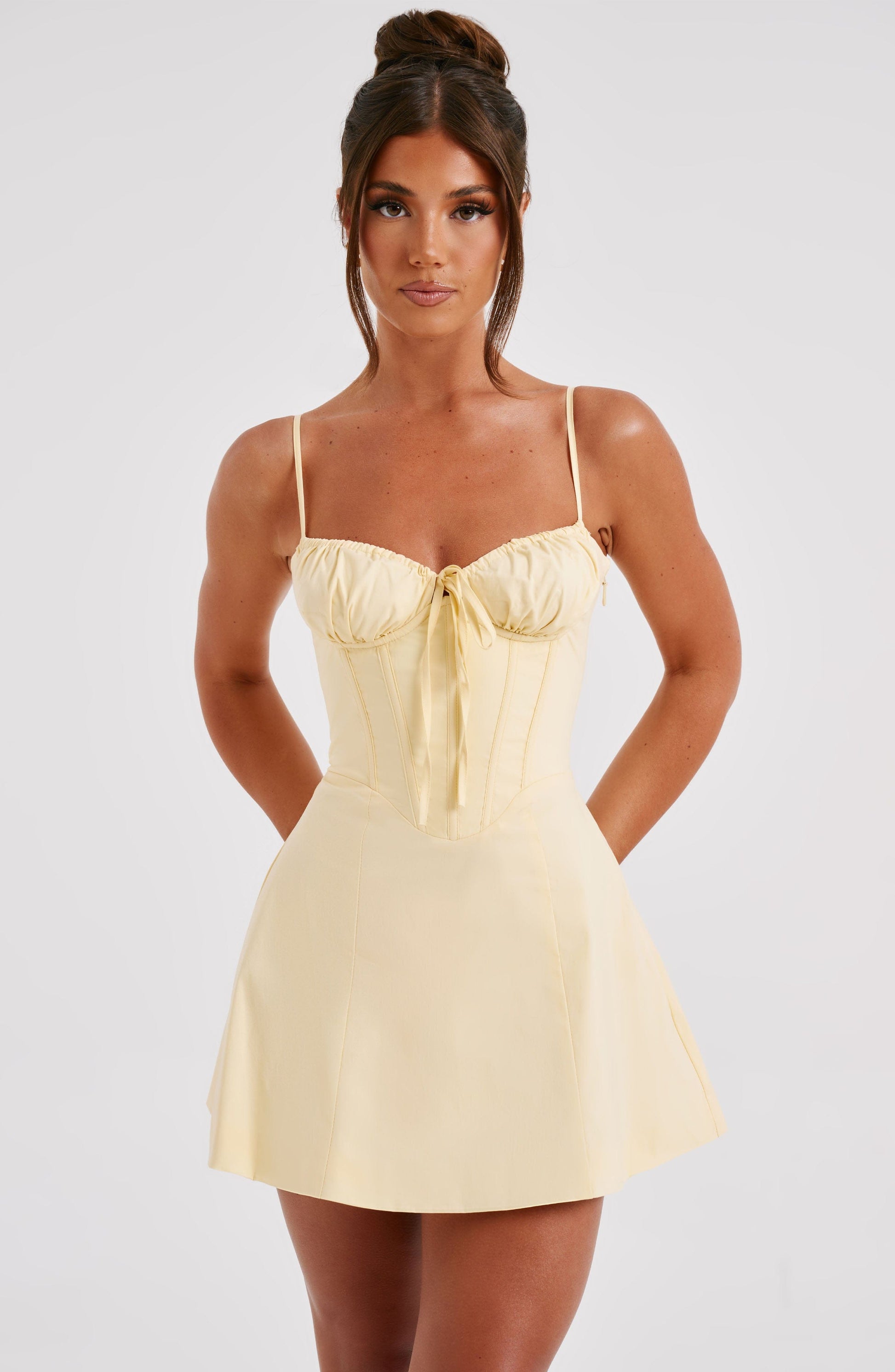 LACEY MINI DRESS - LEMON