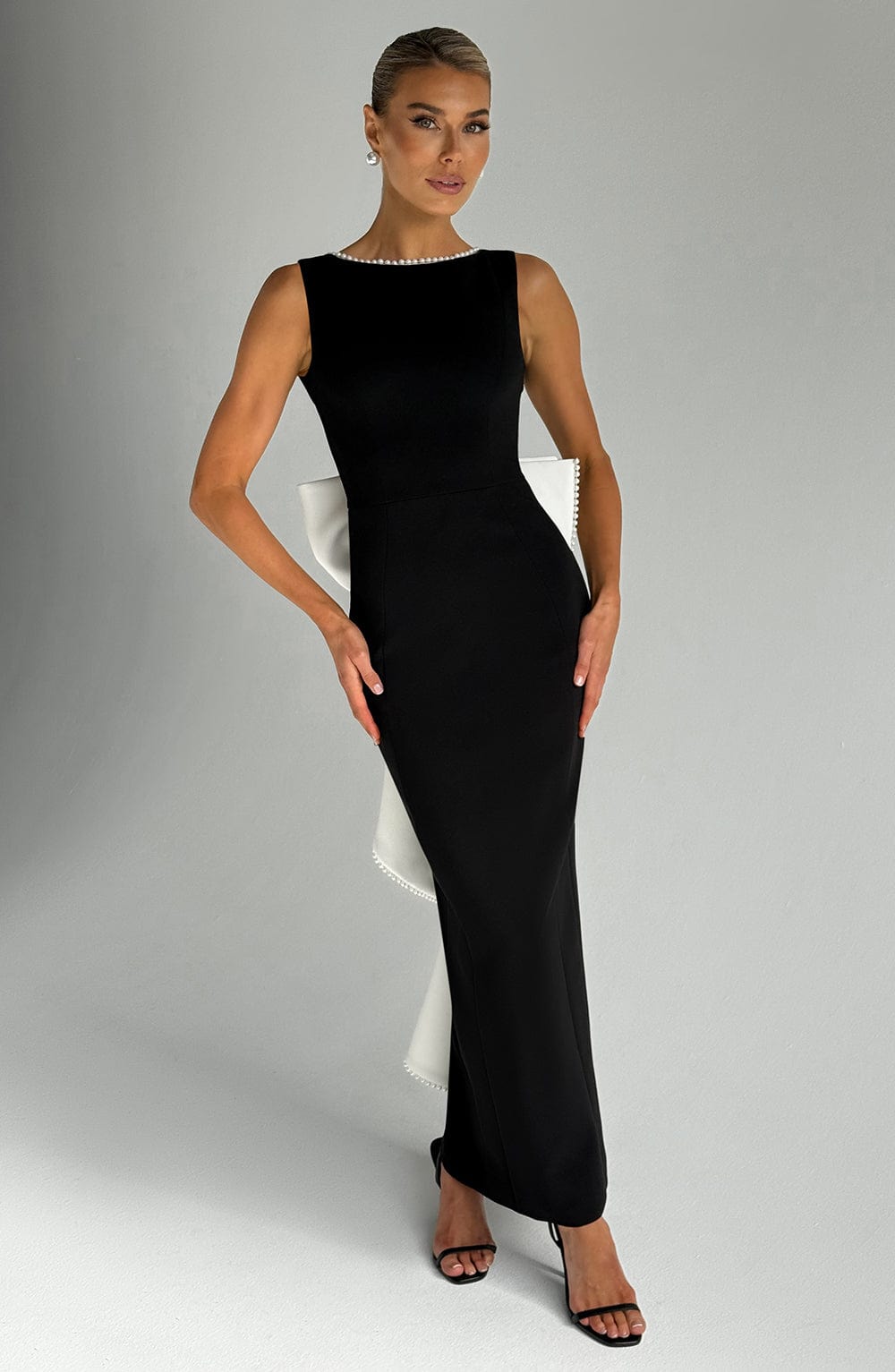 LANA MIDAXI DRESS - BLACK/WHITE