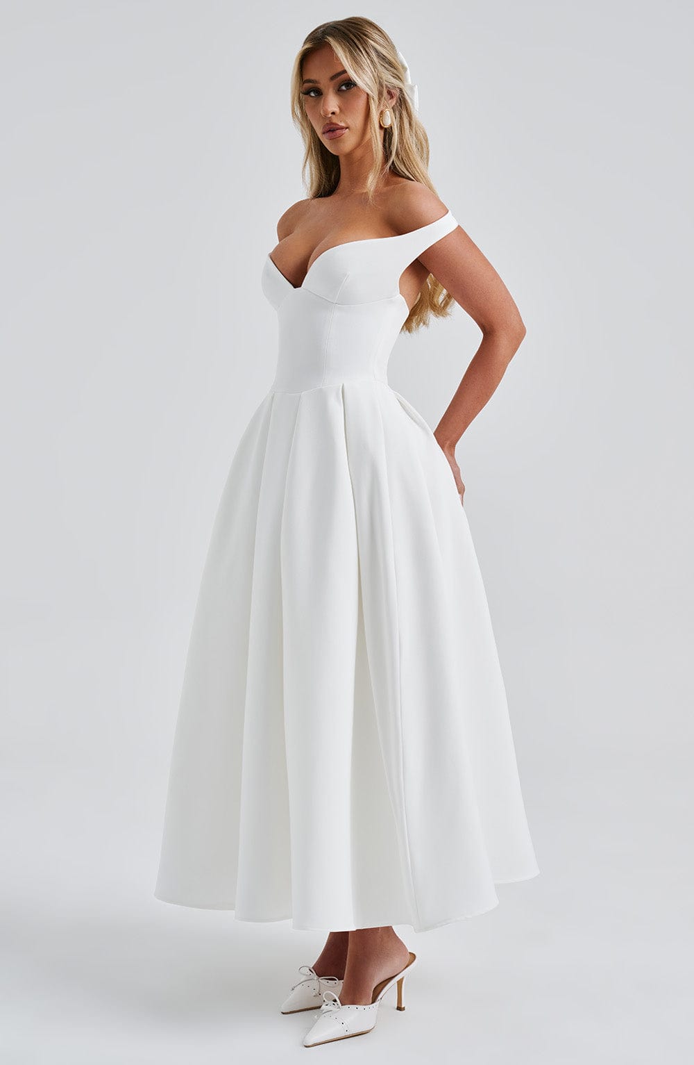 LANETTA MIDI DRESS - IVORY
