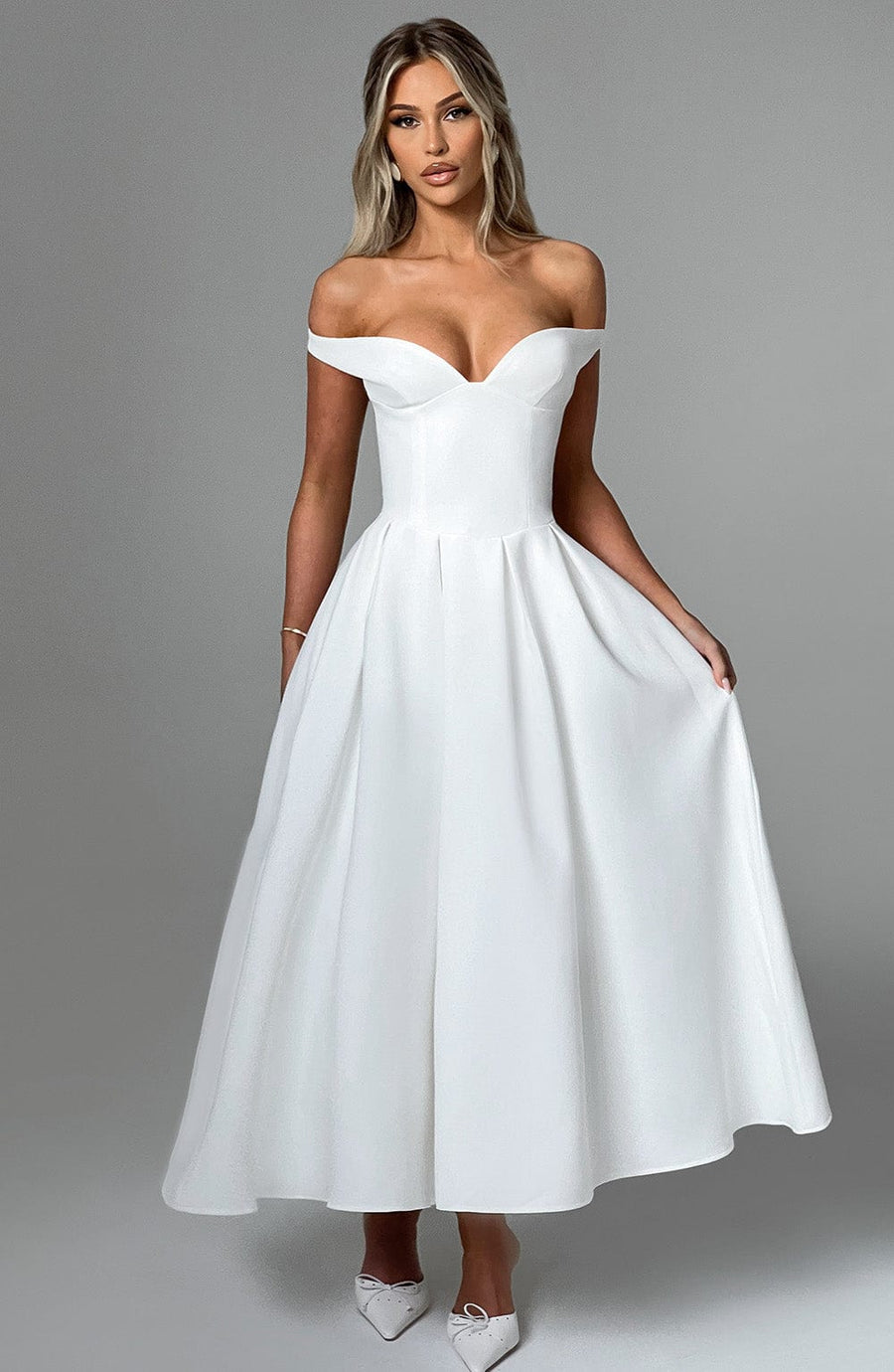 VESTIDO MIDI LANETTA - MARFIL