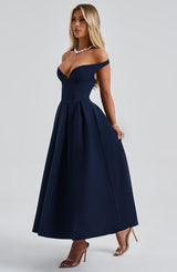 LANETTA MIDI DRESS - NAVY