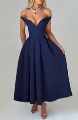 LANETTA MIDI DRESS - NAVY