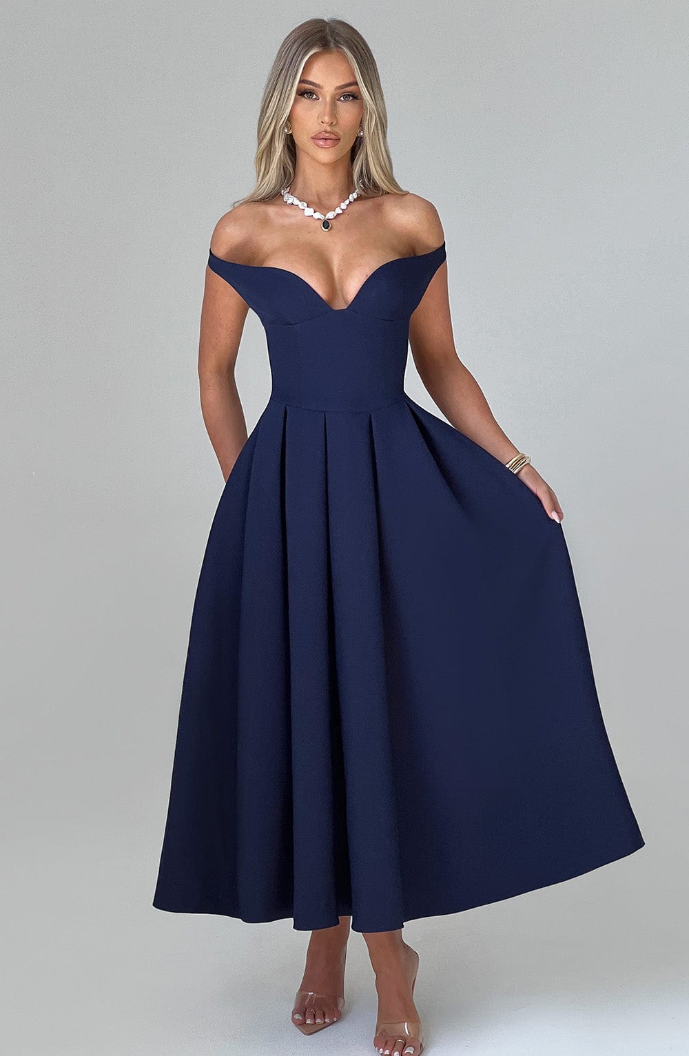 LANETTA MIDI DRESS - NAVY
