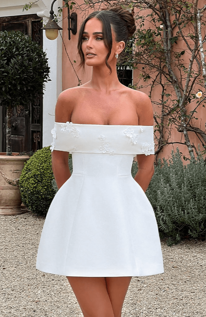 VESTIDO CORTO LAUREL - MARFIL