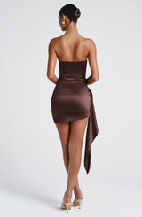 LEONI MINI DRESS - PLUM BROWN