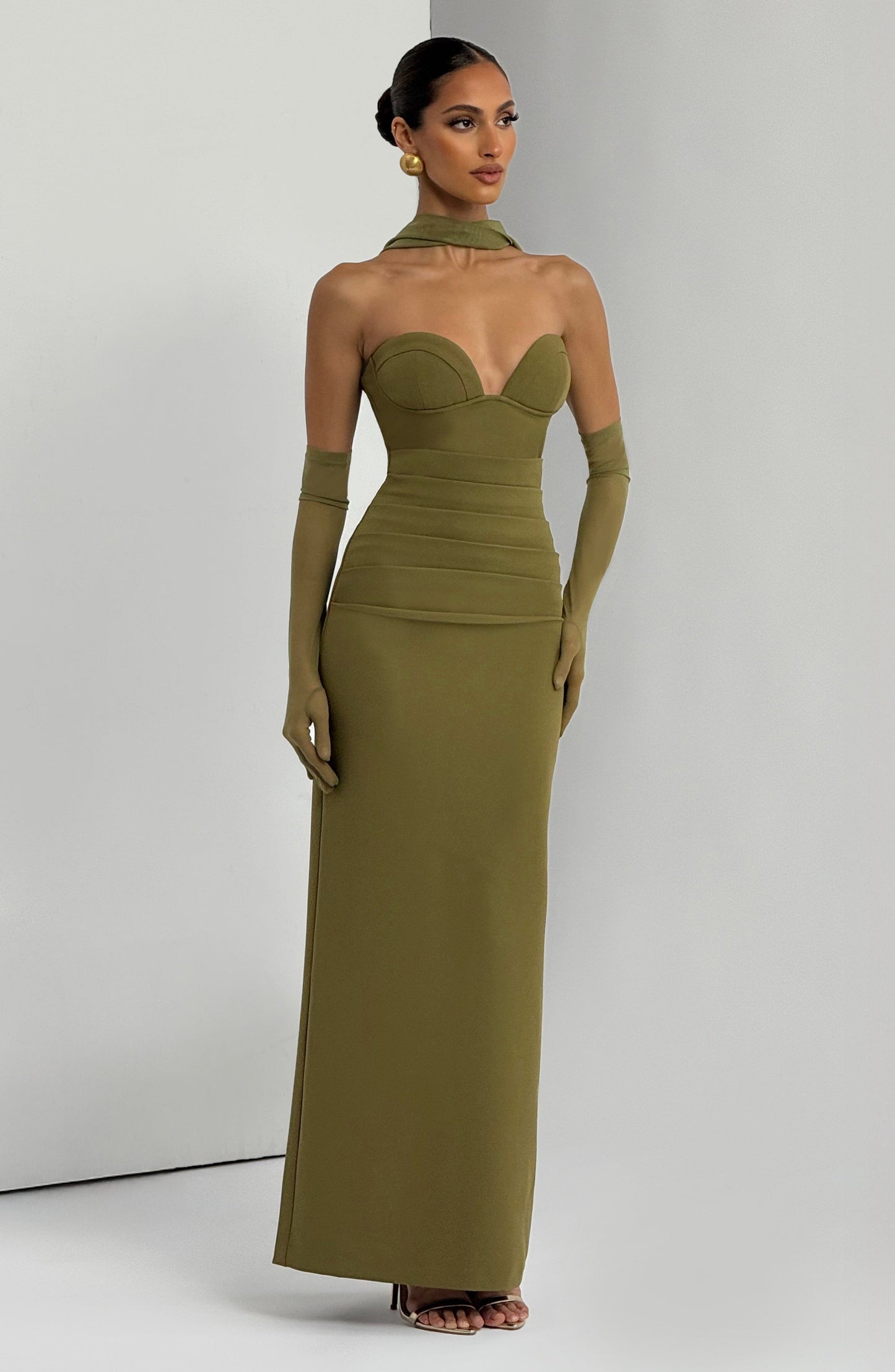 LINDSEY MAXI DRESS - DEEP OLIVE