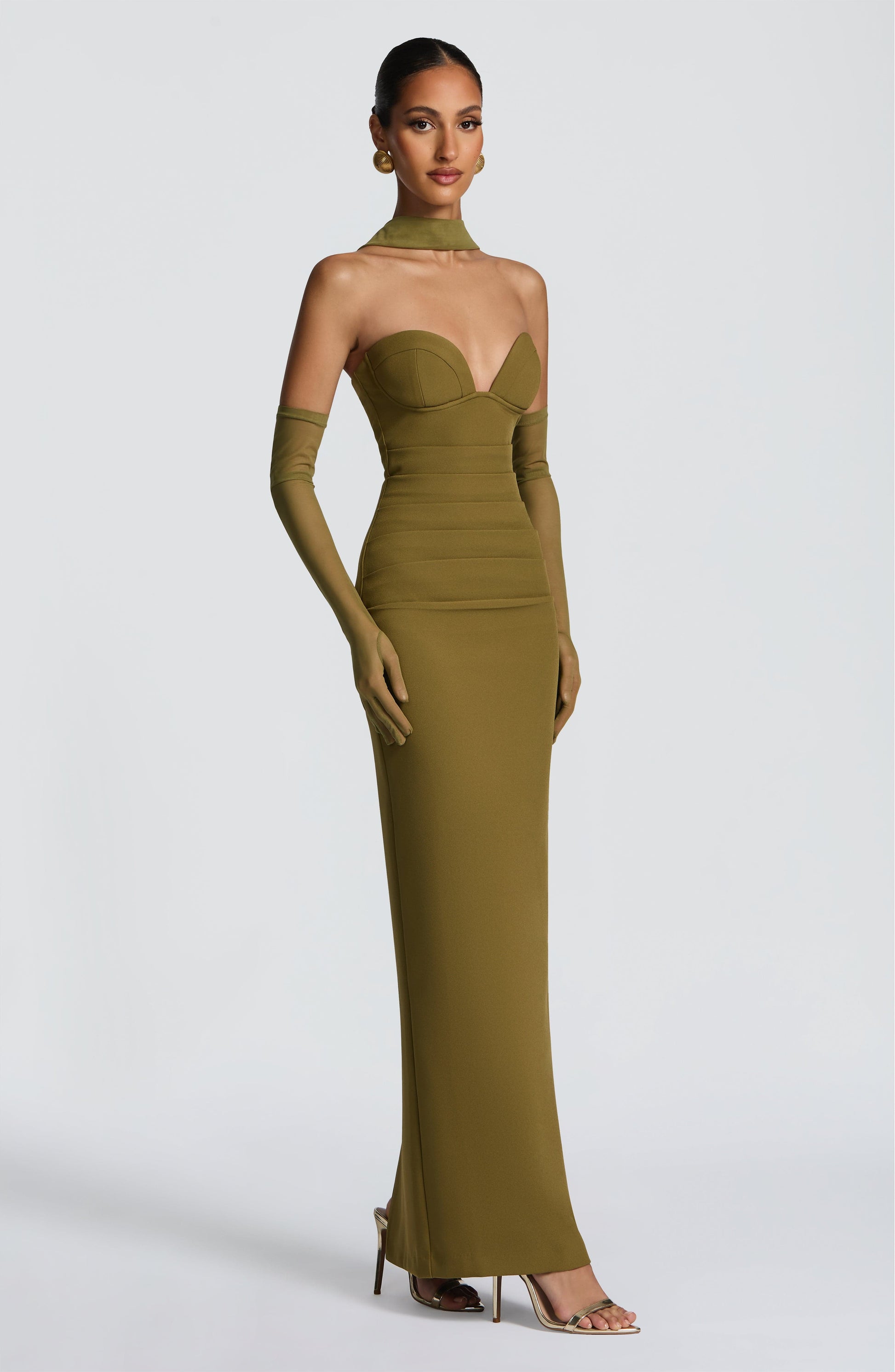 LINDSEY MAXI DRESS - DEEP OLIVE